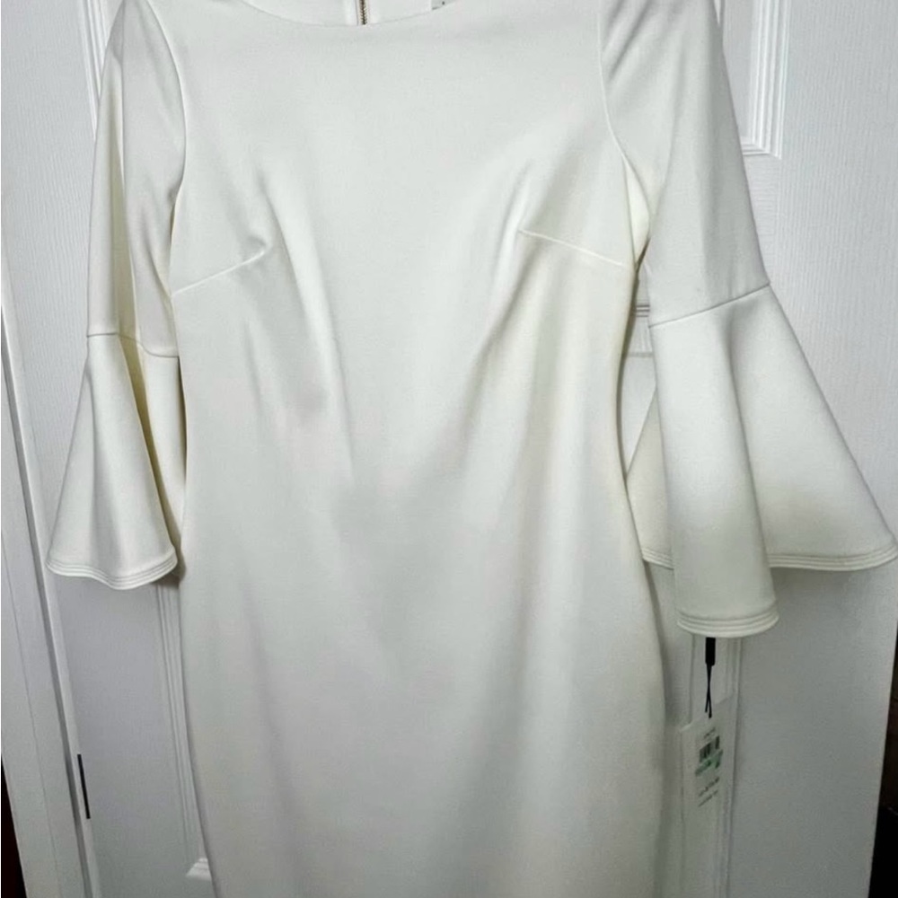 Calvin Klein Cream Long Sleeve Dress